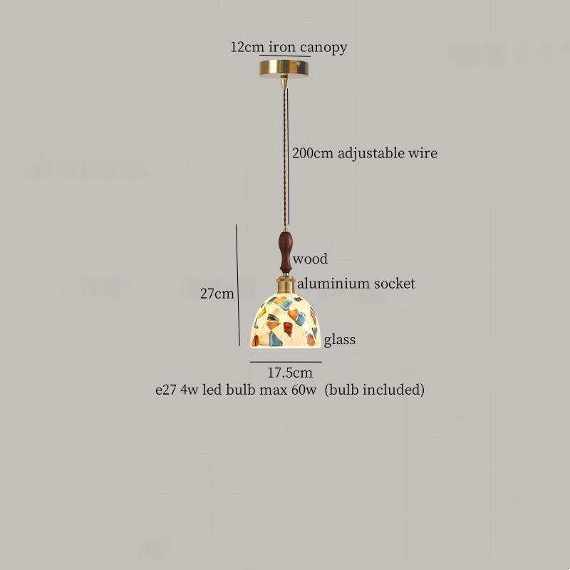 IWHD Японский Винтажный Светодиодный Подвесной Светильник Светильники Гостиная Спальня Кафе Лофт Декор Кухня Медь Цветное Стекло Подвесные Лампы