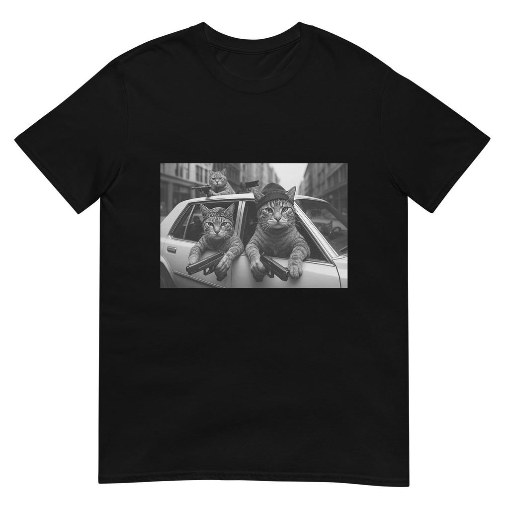 Funny Cat Gang Vintage Cats With Guns Meme Streetwear Tshirt