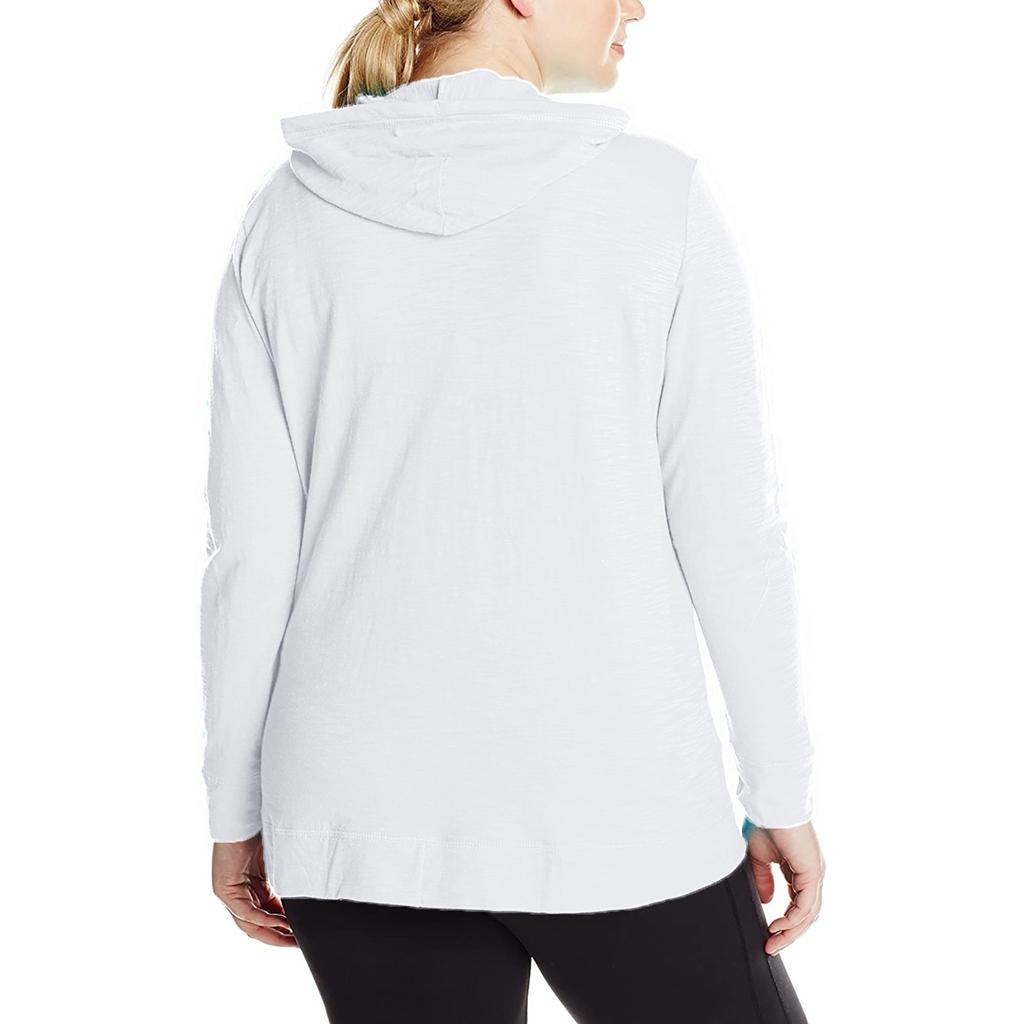 Women's Casual Solid Color Long Sleeve Loose Full Zip-Jersey Hoodie Tops Plus