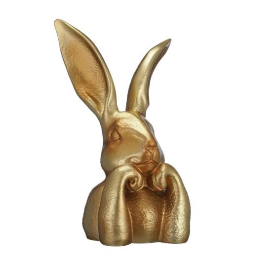 Easter Bunny Figurine Vintage Gold Resin Bunny Statue Spring Rabbit Table Centerpiece for Home Indoor Decor