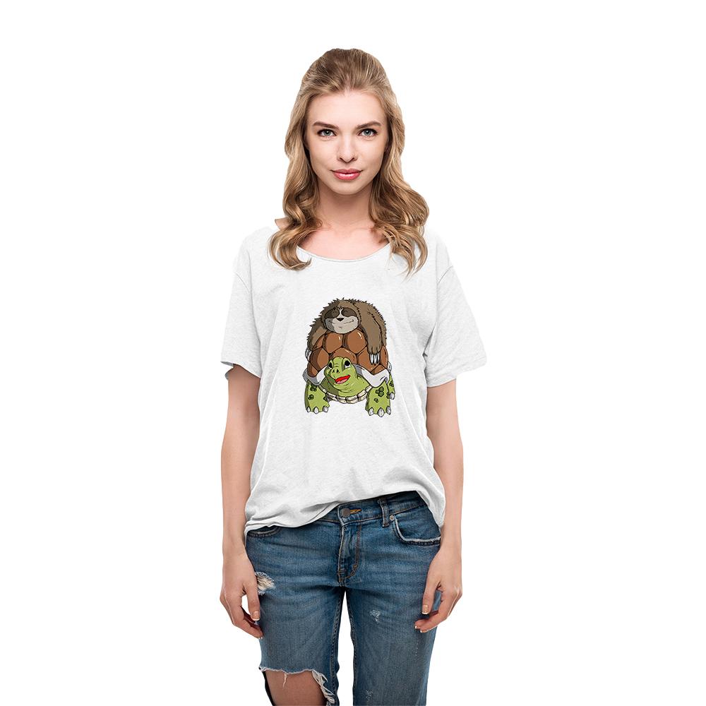 Tortoise And Sloth Cartoon Womens Tshirt Funny Summer Urbano Casual Tops Ropa Tumblr Mujer New