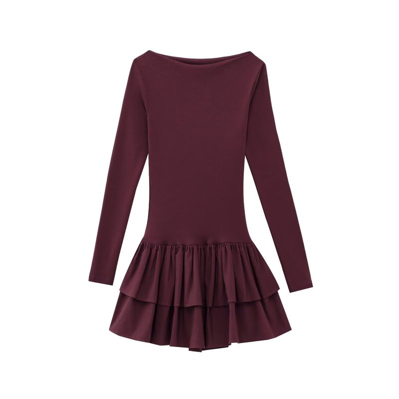 Kaslead New Arrival Women's Clothing Fashion Style Fashion Laminated Decoration Short Dress 0085308 700