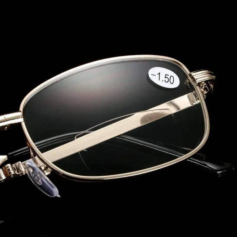 Luxury Foldable Business Men's Myopia Glasses with Leather Box Finished Prescription Minus Diopter Eyeglasses 0 To -4.0 Eyewear