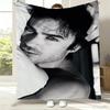 V-Vampire D-Diaries Damon Salvatore TV Flannel Blanket Soft Throw Blanket Art For Home Decor Bedroom Bed Sofa Picnic Fans Gifts