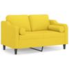 Vidaxl 2-Osobowa Sofa Z Poduszkami, Jasnożółta, 120 Cm, Tkanina