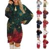 Women's Round Neck Casual Long Sleeve Plush Christmas Printed Dresses