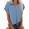 Women Summer Style Blouses Shirts Lady Casual Turn-down Collar Batwing Sleeve Solid Color Loose Blouse Tops