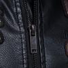 Autumn Winter Embroidered Leather Jacket Men Fleece Pu Leather Waterproof Motorcycle Jacket