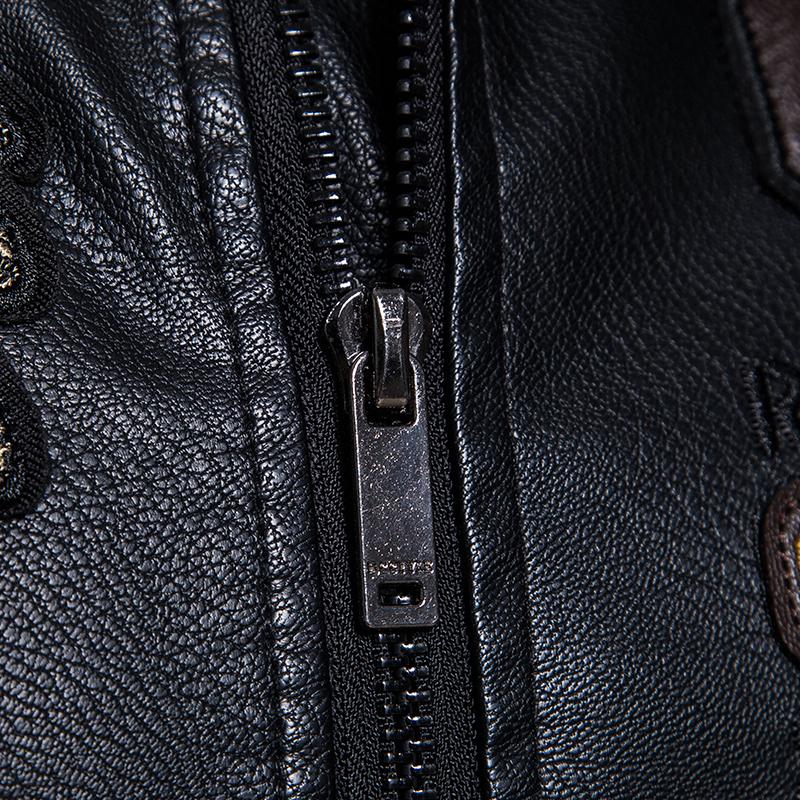 Autumn Winter Embroidered Leather Jacket Men Fleece Pu Leather Waterproof Motorcycle Jacket