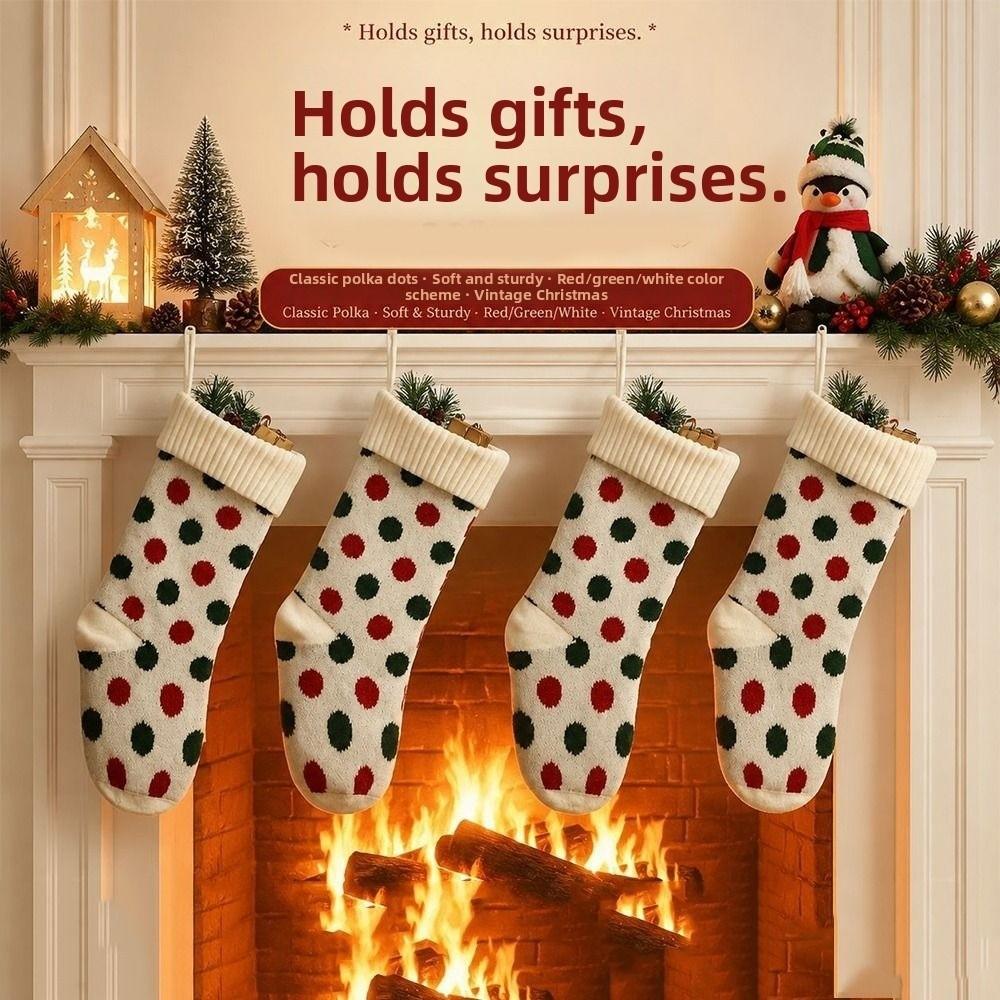 Large Capacity Knitted Christmas Stocking Hanging Christmas Hanging Sock Holiday Tree