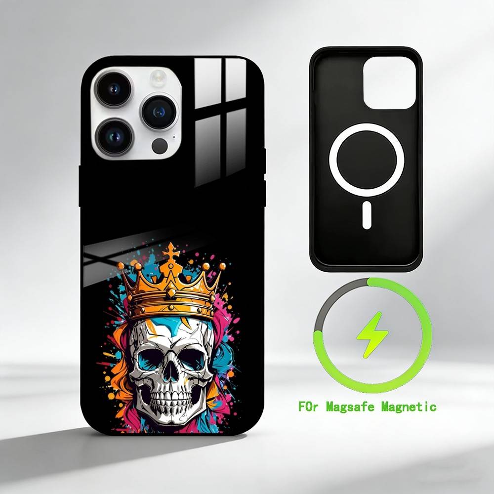 Яркий граффити чехол C-Cool для iPhone 17 16 15 14 13 12 Pro Max Plus с зеркальной беспроводной магнитной крышкой