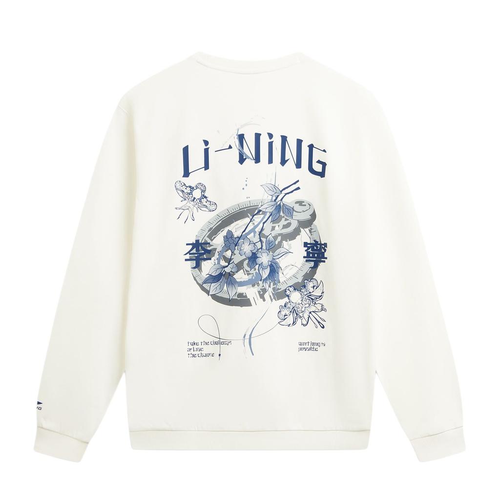 Li Ning Серия спортивного образа жизни Принт с надписью на спине Круглый вырез Дышащий Универсальный Свободный Свитшот Свитшот унисекс AWDW385-2