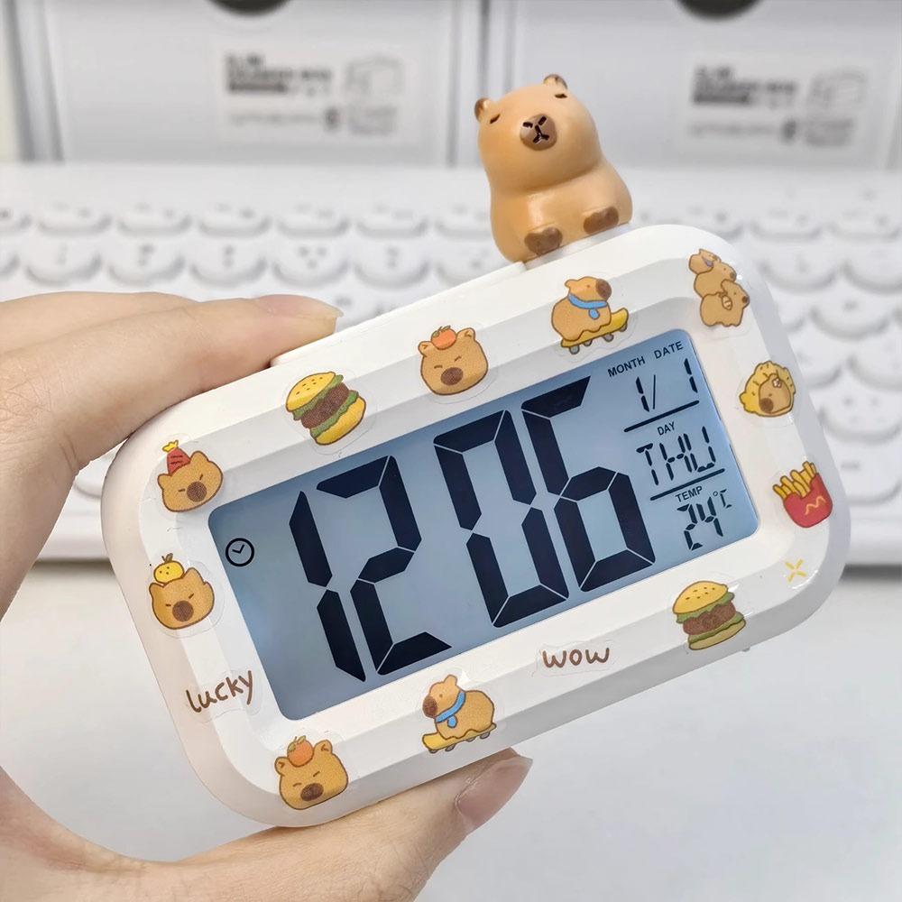 Mini Capybara Alarm Clock Cartoon Desktop Clock Cute LED Digital Clock  Student Dormitory