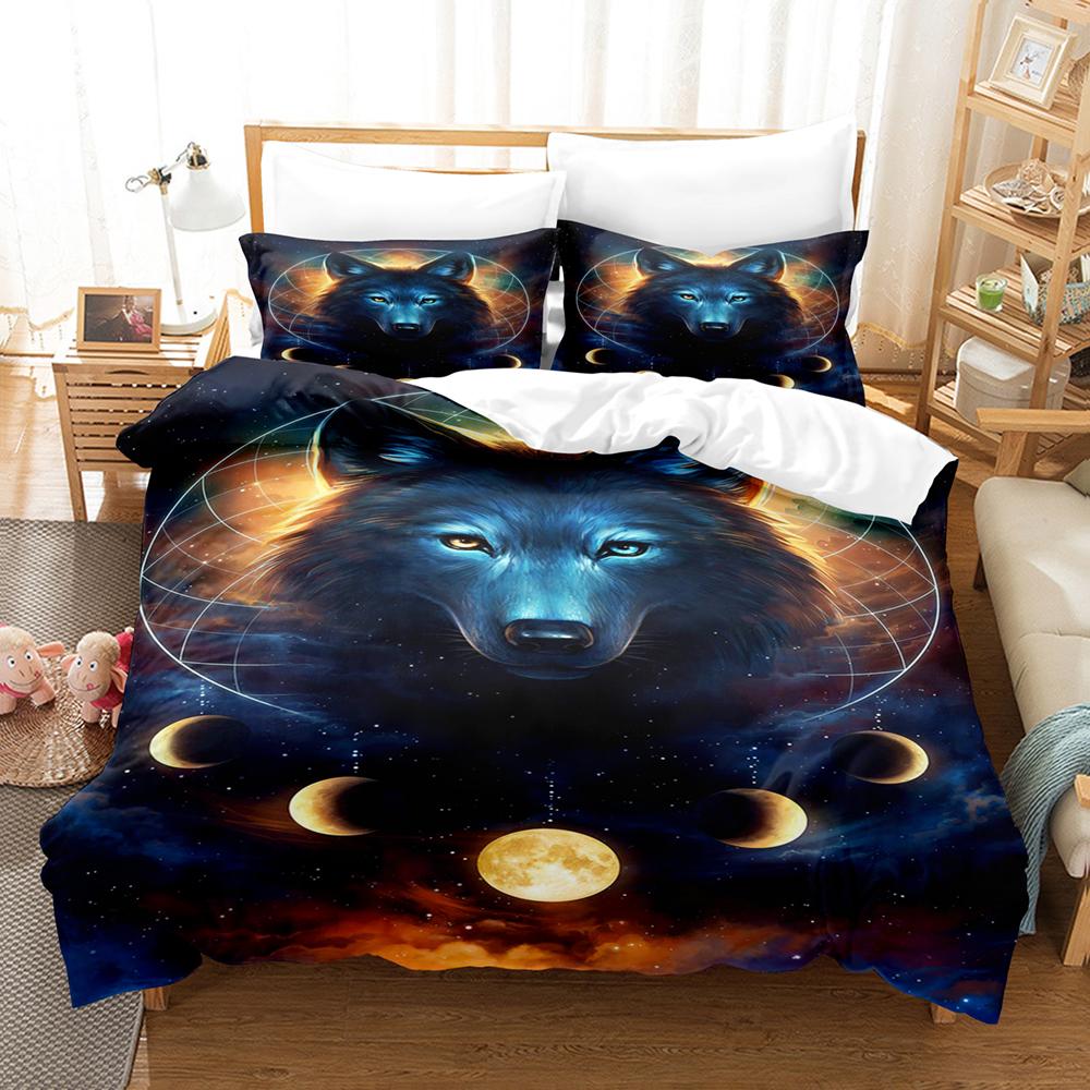 Комплект постельного белья Personality Wolf Single Twin Full Queen King Size Wolf Bed Set Aldult Kid Bedroom Duvetcover Sets 3D Print 032