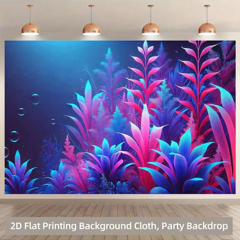 2D Magical Underwater Backdrop Glowing Seaweed Bubble Photography Banner