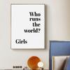 «Кто управляет миром» для девочек, холст с принтом, минималистичный настенный художественный черно-белый рисунок с буквами для детской комнаты, домашний декор, Cuadros