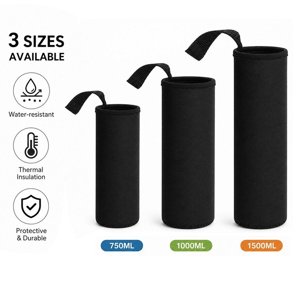 750/1000/1500ML Insulated Bottle Carrier Black Cup Sleeve Durable Water Bottle Case