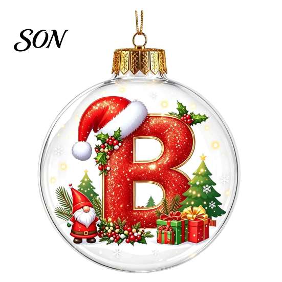 Winter Holiday Party Supplies 26?Letter Acrylic Christmas Ball Ornament, 3D Crystal Style Alphabet Ornaments for Home Hanging Pendant, Xmas