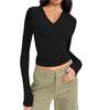 Fall and Winter Women's Bottoming Shirt V-neck Long-sleeved Basic Slim T-shirt Tops