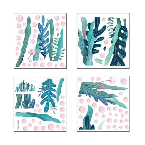 1/4 шт. стикер на стену тема подводного мира морская трава пузырь черепаха морской конек ПВХ украшение для гостиной спальни настенная художественная наклейка товары для дома