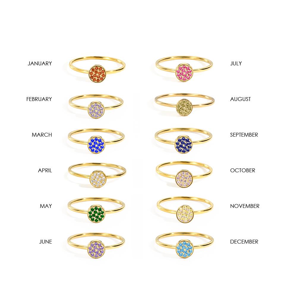 eManco Unique Personalized Natural Birthstone Rings Stainless Steel Elegant Jewelry for Women's Parties Daily Wear Gifts