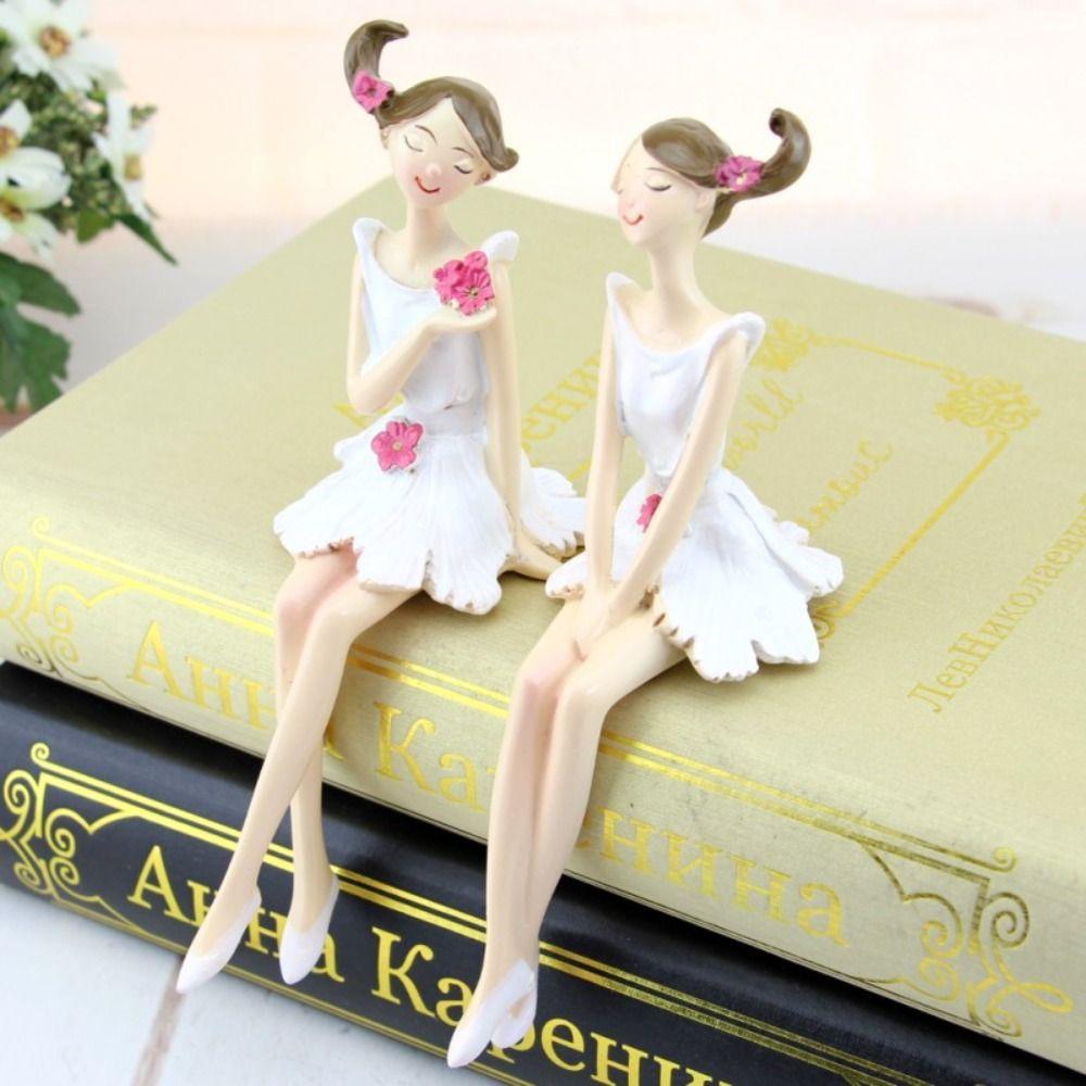 2pcs/set Nordic Angel Girl Figurines Angel Girl Resin Craft Sisters Flower Girl Ornament Standing Position Sitting Position
