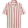 Loose Striped Lapel Short Sleeve Shirt Men Shirts White Red 6085380-061