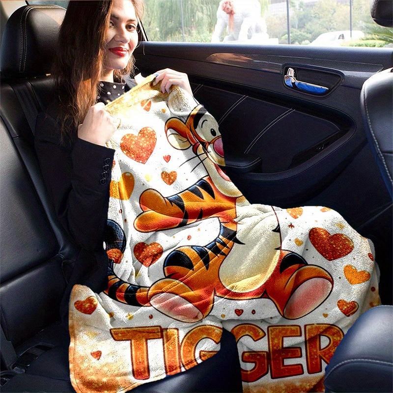 1pc. Cute Tigger Cartoon Blanket, Soft Tiger Pattern Throw for Home Decor, Gift Idea, Soft Flannel Throw Blanket, Versatile & Cozy for Bedroom, Suitab