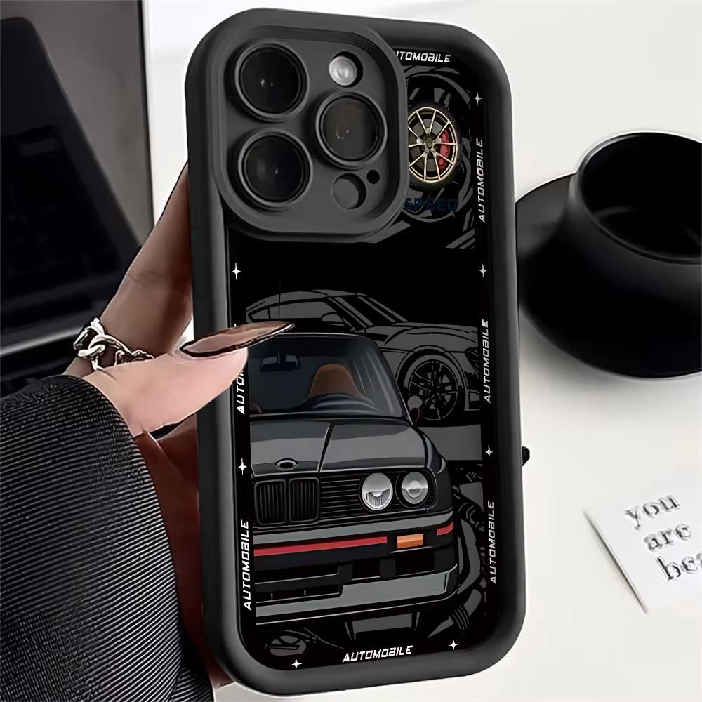 Крутой чехол для телефона автомобиля для iPhone 17 Air 16 e 15 14 13 12 11 Pro Max Plus Mini SE 2020 2022 Мягкая задняя крышка