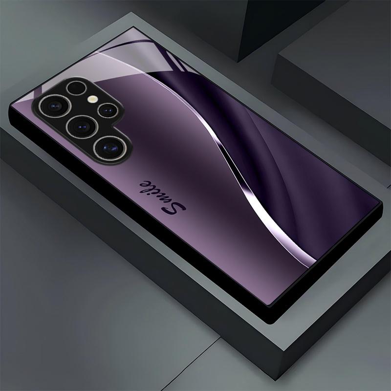 Фиолетовые волны Прочный чехол для телефона Стеклянный чехол для телефона для Samsung Galaxy S26 S25 S24 S23 S22 S21 FE Ultra Plus Мужской стиль Бизнес