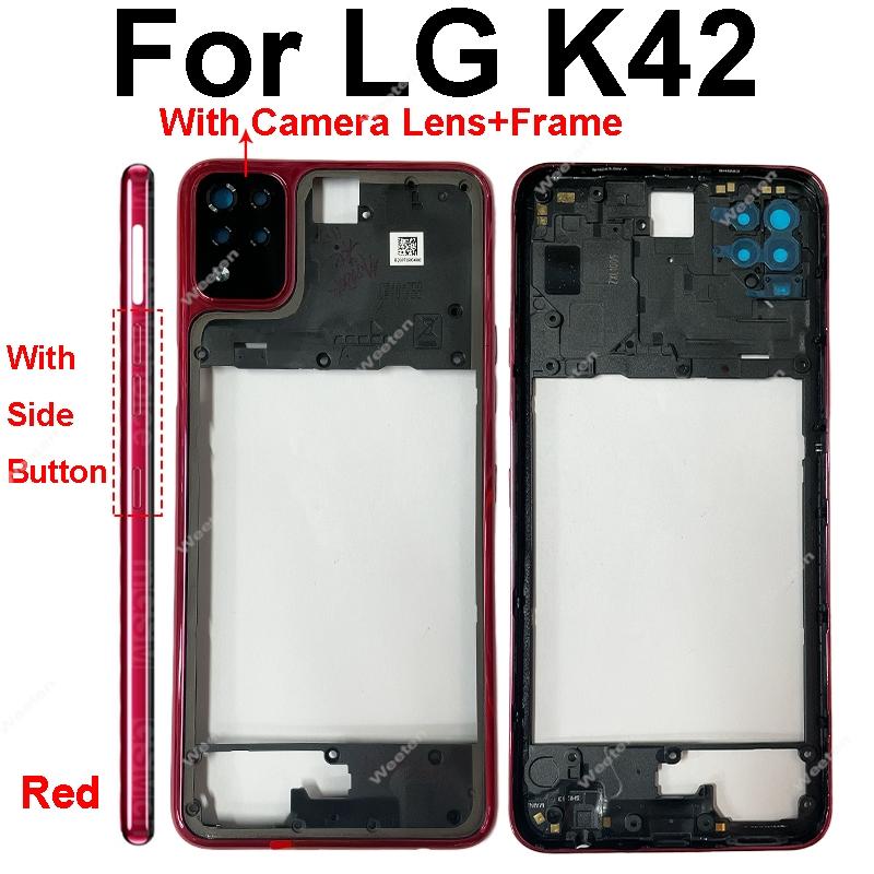 Для LG K42 K52 K62 Plus Средняя рамка Держатель Чехол Идеальная посадка с боковой кнопкой Качественные запчасти для ремонта телефона Стабильный