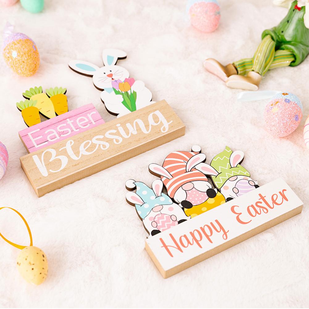 Easter Wooden Ornament Rabbit Gnome Easter Decoration Supplies For Table Desktop Office Home Decor