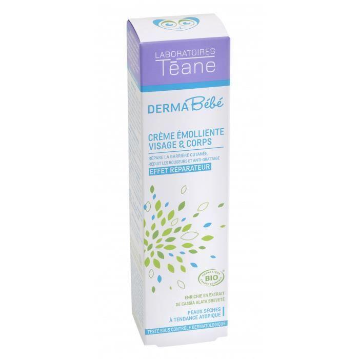 Crème Emolliente Bio - Téane - Dermabébé - 150ml - Sans Parabène - Pour Tous Types de Peau