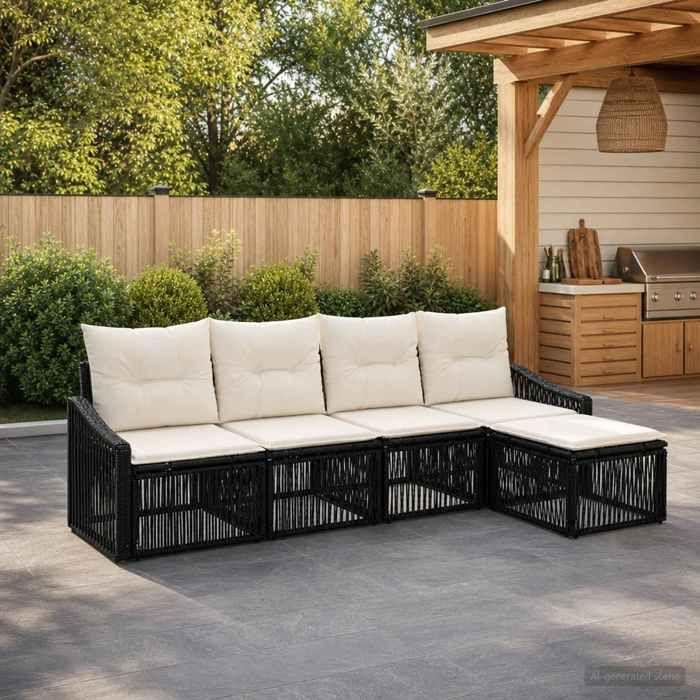Maison Exclusive - Ensemble de canapé de jardin 5 pc 5 place Noir polyrotin
