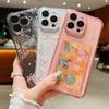 Pink Bowknot Print Clear Soft Silicone Phone Case For iPhone 16 15 Pro Max 14 Pro 13 12 11 Card Slot Shockproof Slim Transparent Bumper Cover