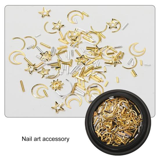 Yousheng 1 коробка DIY украшения для ногтей ажурные сплав звезда луна треугольник чешуйка 3D блестящие стразы подвески украшения для ногтей смешанные аксессуары