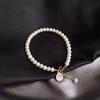 Imitation Pearl Hollow Copper Money Adjustable Bracelet For Elegant Hollow