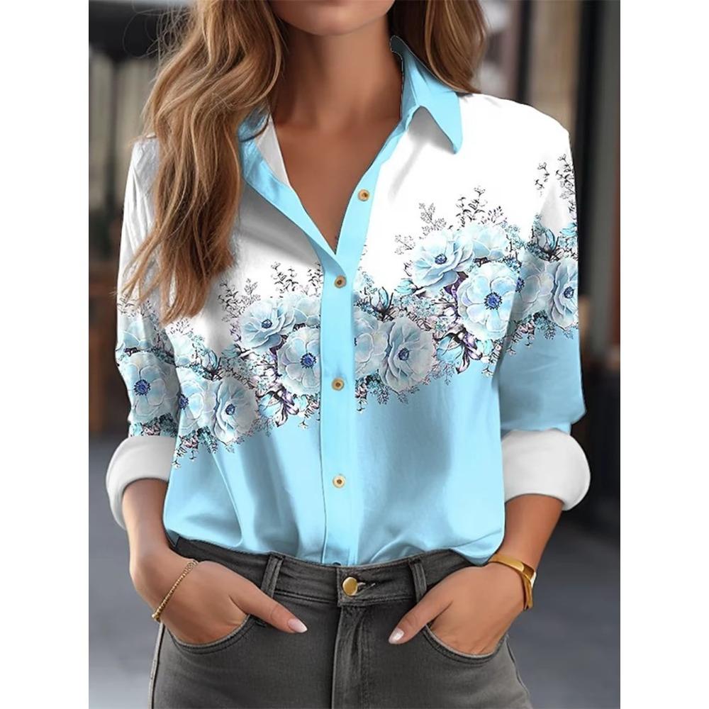 2024 Women Shirt Blouses Flower Shirt 3D Print High quality Long Sleeve Elegant Shirt Party Fashion Tops Female Clothing Blouses