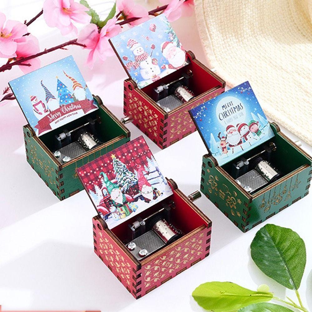 Музыкальная шкатулка с ручным управлением своими руками, красный Санта-Клаус, деревянная шкатулка, украшения для музыкальной шкатулки, с Рождеством