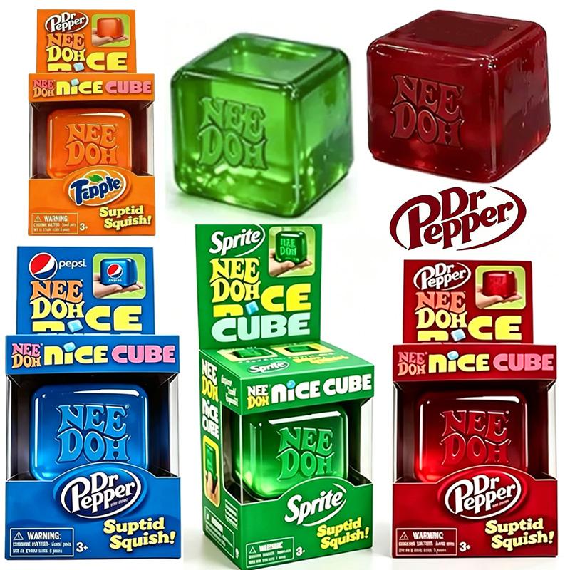 NeeDoh Nice Cube Супер-сжимаемый сенсорный фиджет-игрушка, полупрозрачный красный кубик-антистресс для детей и взрослых, снятие тревожности
