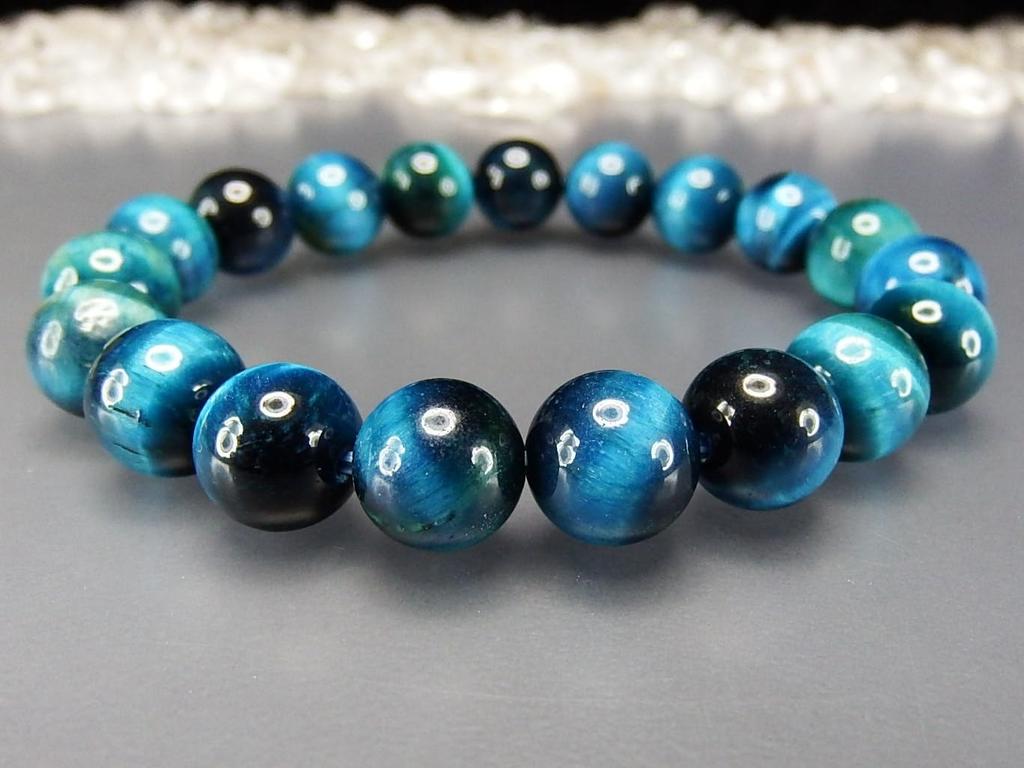 [Стоун Таун] Популярный браслет из натурального морского тигрового глаза цвета AA с бусинами примерно 10 мм