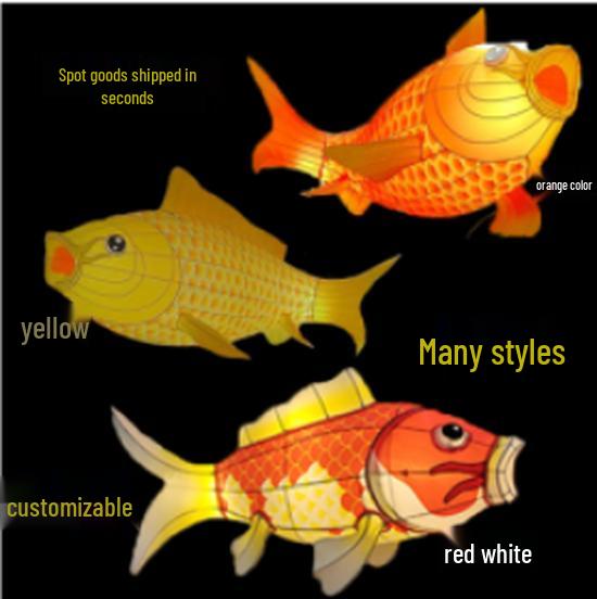 Luminous Fish-Shaped Waterproof Lanterns for Restaurants with Colored Flower Chandelier Lights