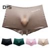 Men 3D U-Convex Shorts Briefs Mid-rise Elastic Waistband Letter Print Underwear Ice Silk Fabric Translucent Underpants