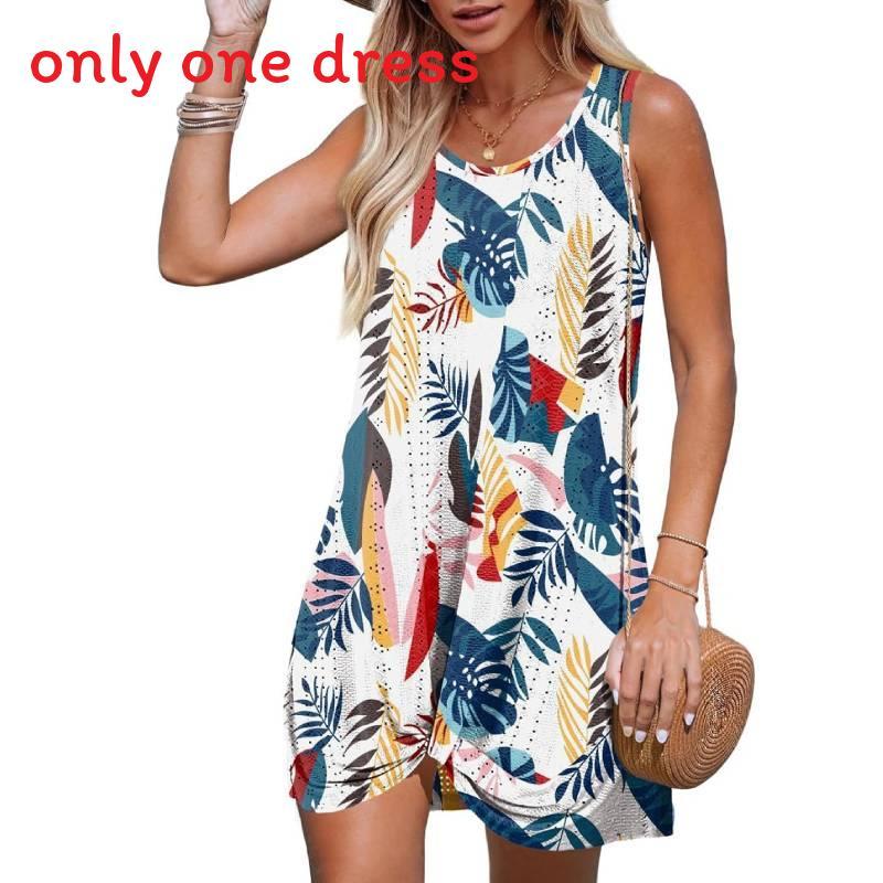 Polyester Splicing Aline Mini Dress With Twist Knot For Summer Beach Vacation Wear