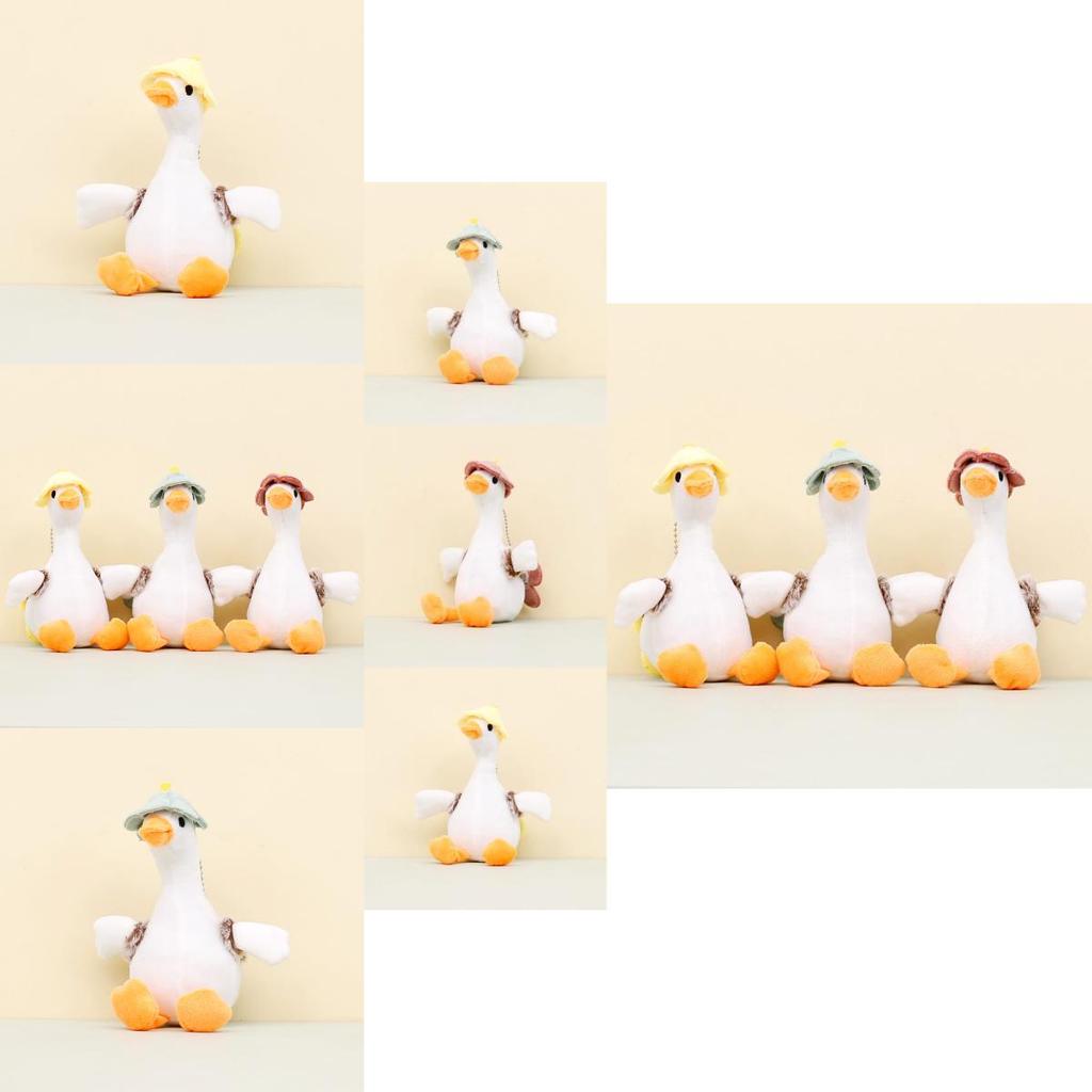 Милый плюшевый брелок в виде белого гуся, мультяшная кукла-утка, аксессуар для рюкзака