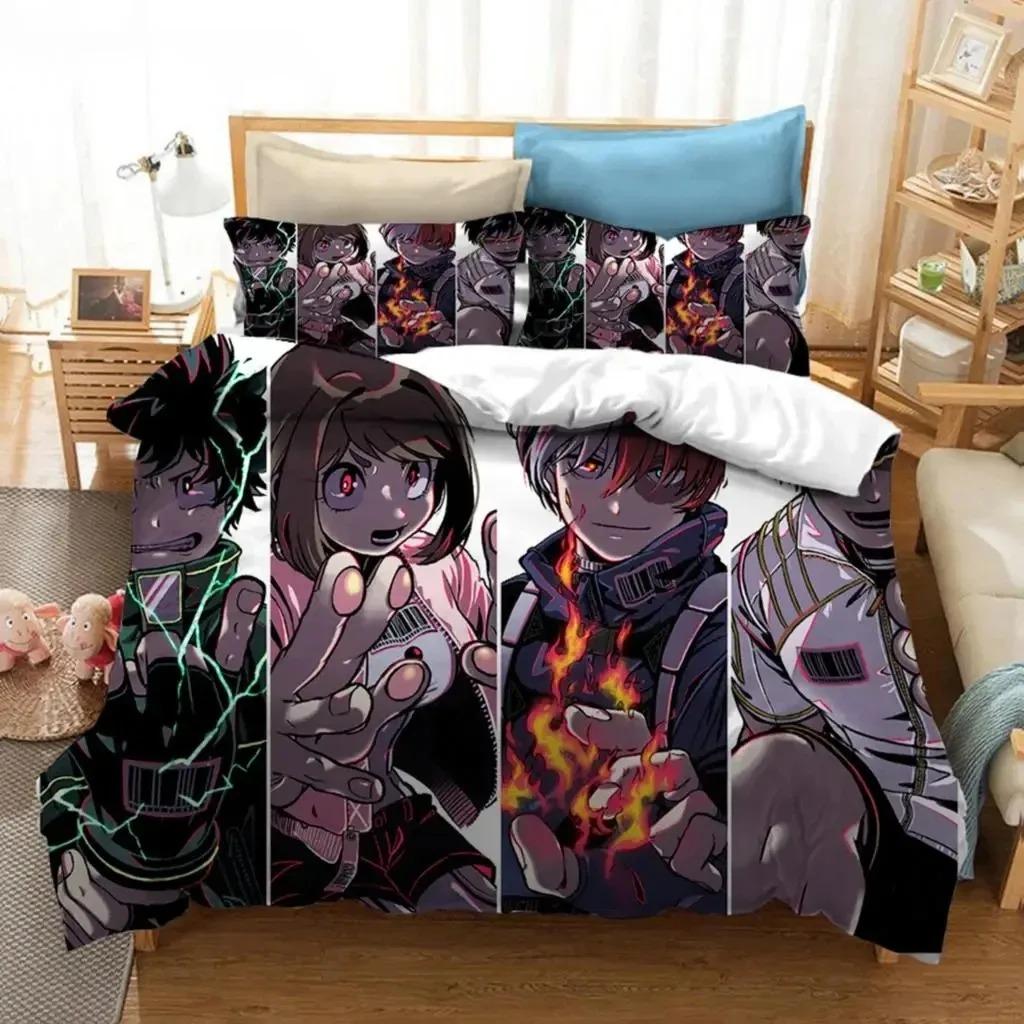 Anime My Hero Academia Bedding Set Boys Girls Twin Queen Size Duvet Cover Pillowcase Bed Boys Adult Fashion Home Textileextile