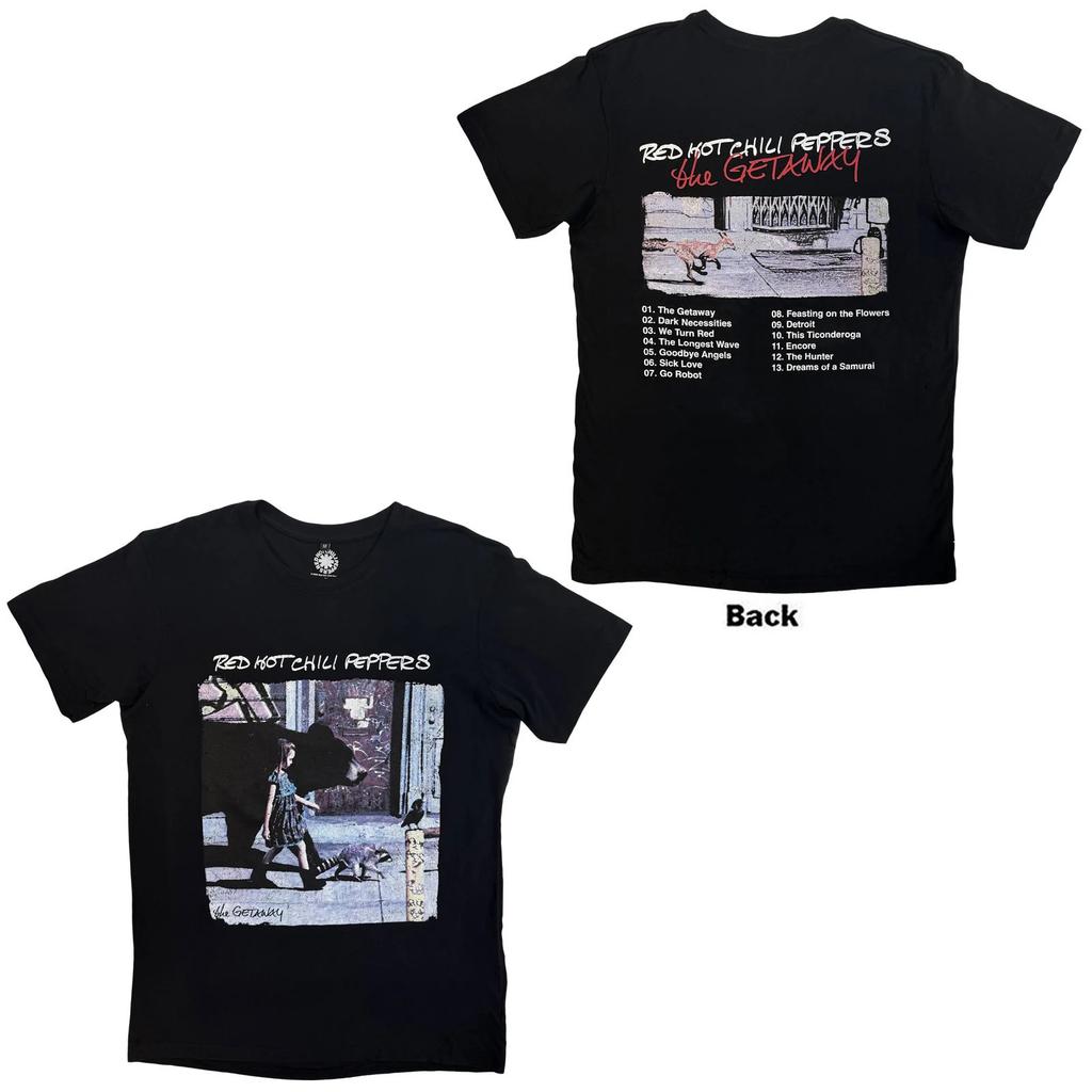 Red Hot Chili Peppers Carbon TShirt The Getaway Tracklist Black Back Print