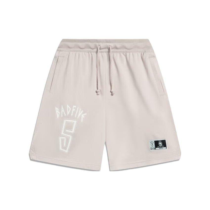 Li Ning Badfive Series Letter Print Sweat-Absorbing Casual Shorts Men shorts Moonlight-Gray AKST281-2