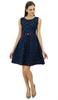Navy Blue Pleated Cotton Dress Chic Casual Midi Sleeveless Summer