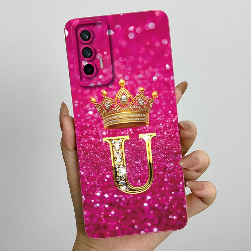 Для Realme GT Neo Flash / Neo 2T / Q3 Pro 5G Модный Чехол для Телефона с Первоначальной Буквой для Пары Мягкий Силикон ТПУ Защитный Чехол для Камеры